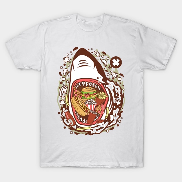 Shark eating foods T-Shirt by p308nx